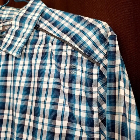 Kenneth Cole Reaction Business Dress Plaid Button Down - Size M - Cerulean Blue - Picture 5 of 14